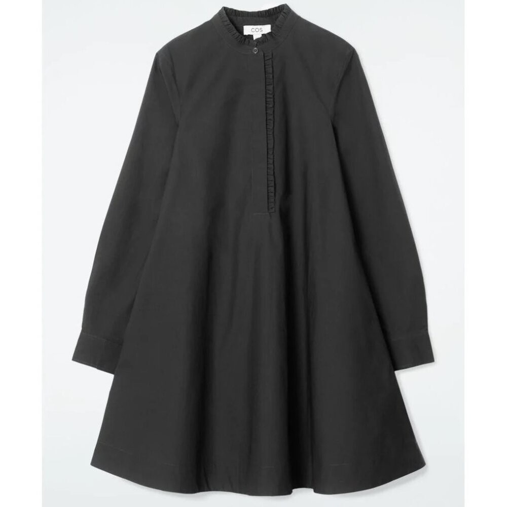 COS Ruffle Collar A-Line Mini Dress NWT Greige Size 2 (or 4)